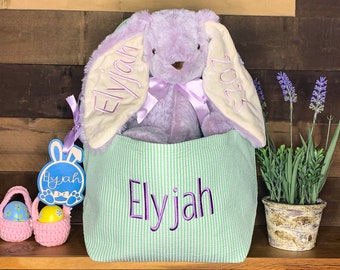 Floppy Ear Bunny, Stuffed Bunny, Personalized Easter Bunny, Personalized Easter Basket, Easter Basket, Easter Bunny, Bunny, Easter Tag