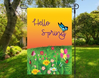 Spring Garden Flag: Butterfly & Floral Yard Decor
