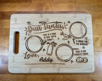 Custom Santa Cookie Plate: Engraved Bamboo Christmas Tray