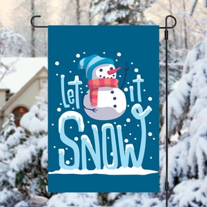 Let it Snow, Christmas Garden Flag, Snowman Flag, Yard Decor,Customized Flag, Personalized Flag,New Home, Holiday Flag, Winter Garden Flag