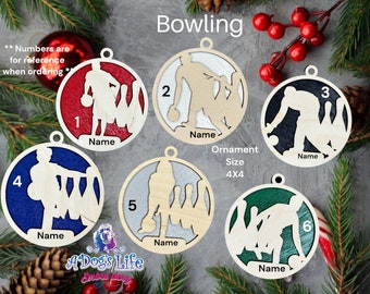 Personalized Bowling Christmas Ornament: Engraved Baltic Birch