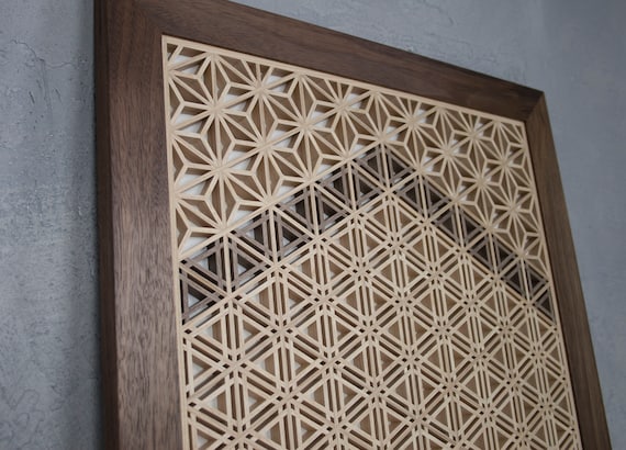 Handmade Kumiko Panel, Ash & Walnut Wood Wall Art - Etsy