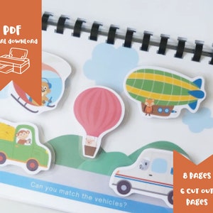 PRINTABLE Transport Toddler Busy Book, Personalised Activity Book, Activities for 2 Year Olds, Learning Folder 3 Year Old