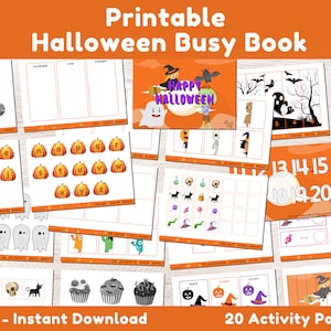 PRINTABLE Halloween Busy Book, Halloween Printable Activity Book, Halloween Activity for Toddlers, Preschool Busy Binder