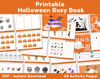 PRINTABLE Halloween Busy Book, Halloween Printable Activity Book, Halloween Activity for Toddlers, Preschool Busy Binder