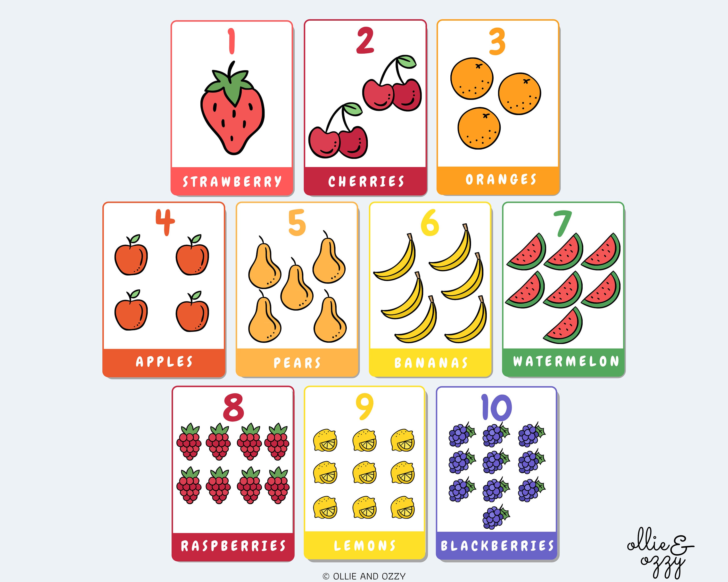 fruit-counting-flashcards-printable-number-cards-counting-etsy