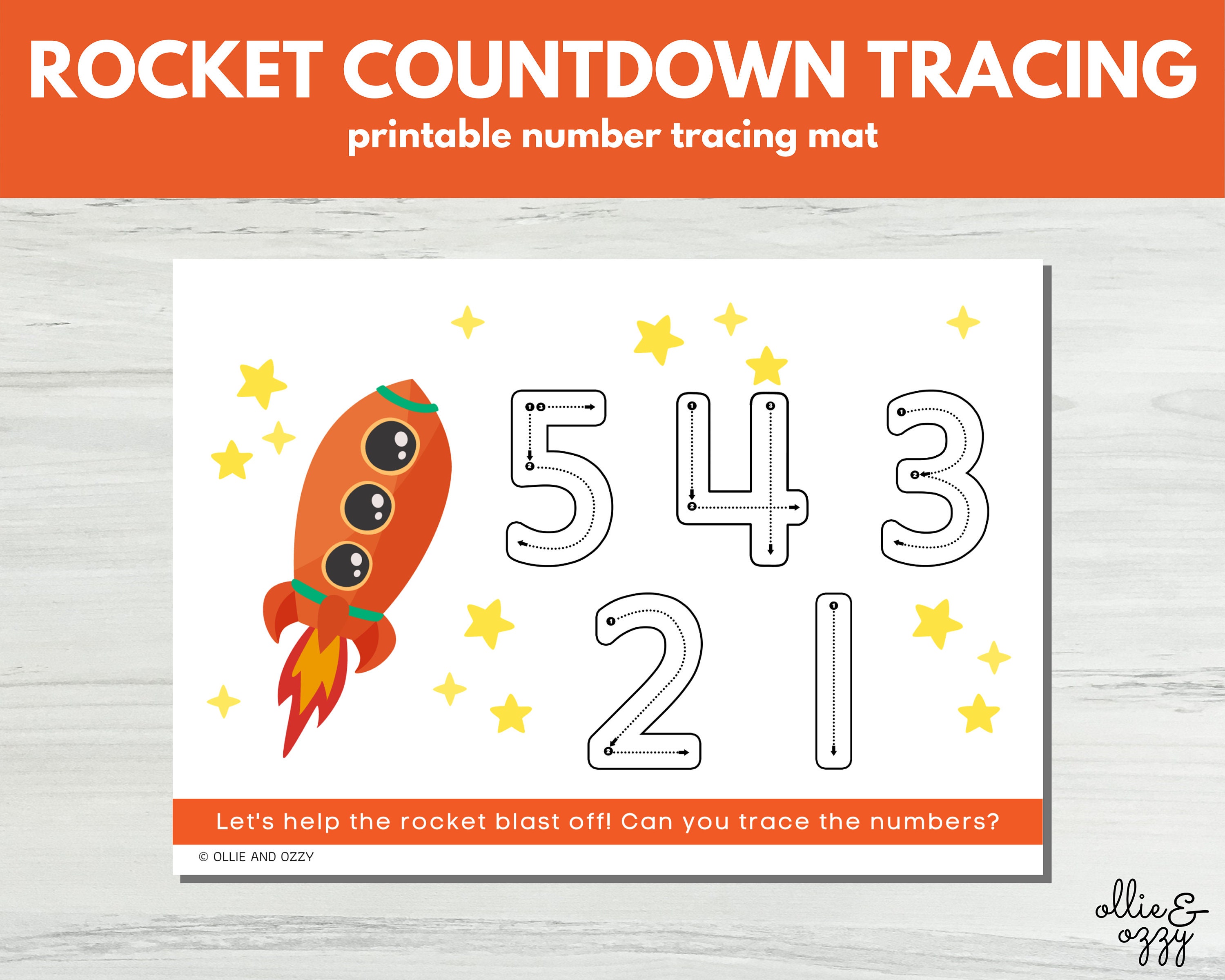 PRINTABLE Number Countdown and Tracing Mat Early Years Etsy