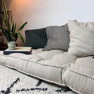 French cushion | tufted floor cushion | Cozy reading corner cushion | floor pillows adults | boucle bench cushion | corduroy floor cushion