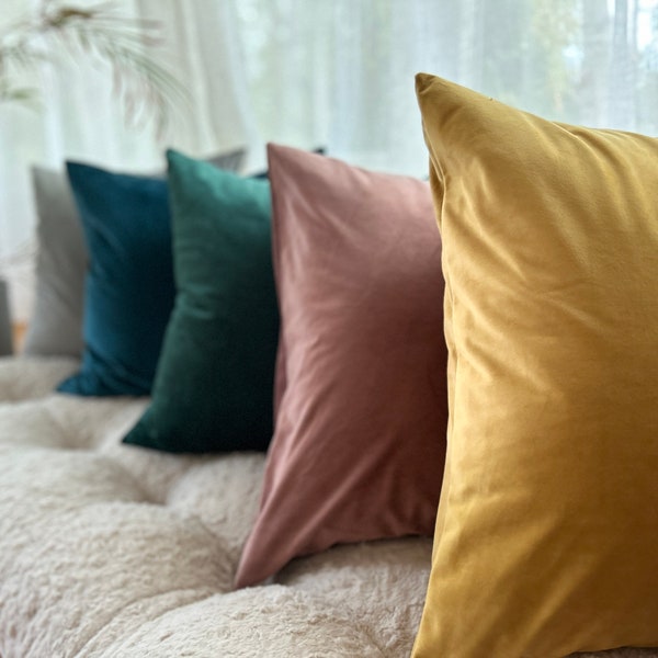 Sofa cushion covers, custom size cushion covers, velvet and linen cushion cover