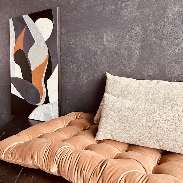 Tufted Floor Pillow | Cozy Floor Cushion | Reading Nook Cushion | Velvet Floor Sofa | Window Seat Cushion | French Cushion | custom size