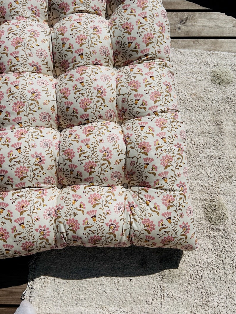 Pink floral water-repellent Outdoor floor cushion, floor sofa, floor cushion, floor couch, custom outdoor cushion image 3