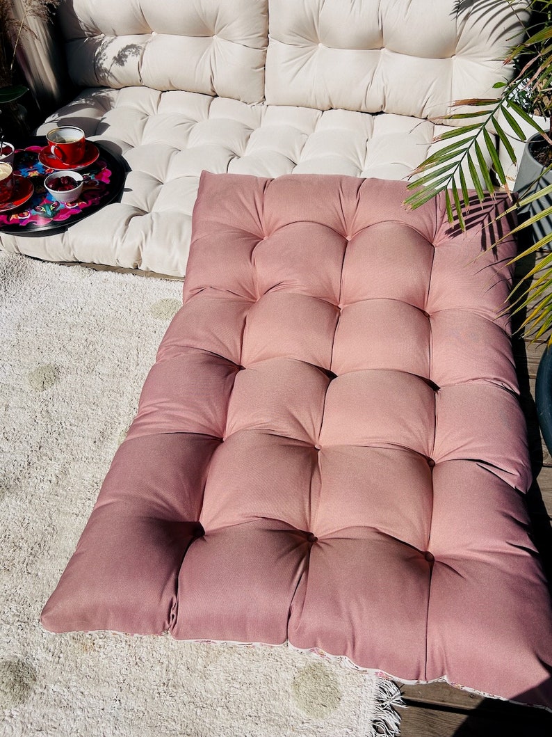 Pink floral water-repellent Outdoor floor cushion, floor sofa, floor cushion, floor couch, custom outdoor cushion image 4