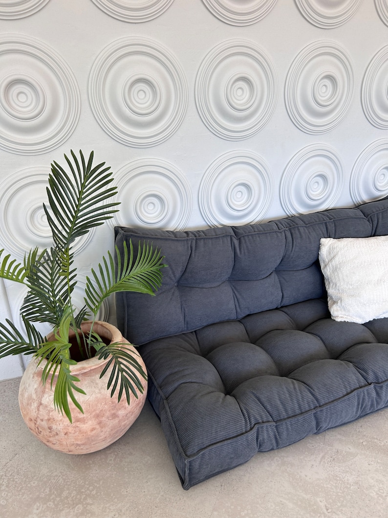 Dark grey corduroy floor cushion; French style floor pillow; bench cushion; window seat cushion; meditation cushion; soft floor pillow; cozy bench pad; decorative window cushion; comfortable floor sofa;
