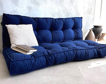 Custom Corduroy Bench Cushion, French Floor Sofa, Reading Nook