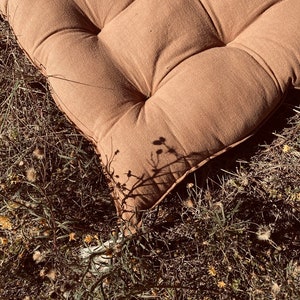 Cojín de suelo de lino rosa viejo, tumbona de suelo, con o sin borlas, sofá de suelo, almohada de suelo imagen 5