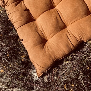 Cojín de suelo de lino rosa viejo, tumbona de suelo, con o sin borlas, sofá de suelo, almohada de suelo imagen 4