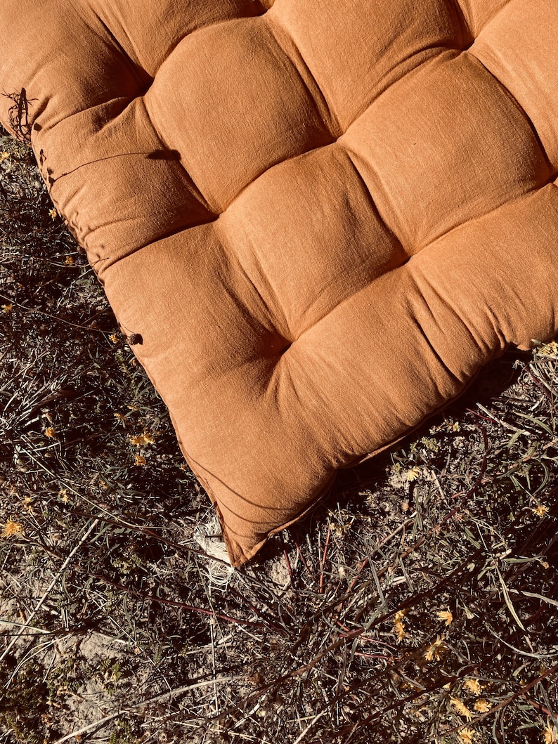 Old pink Linen Floor cushion, floor lounger, with or without tassels, floor sofa, floor pillow image 4