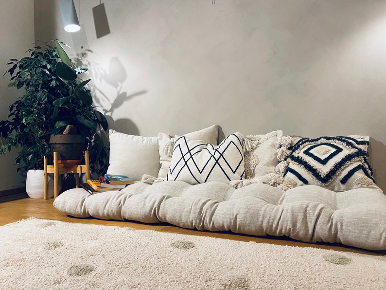 Large & Small Linen and Velvet Japanese Futon Floor Mattress Etsy Canada