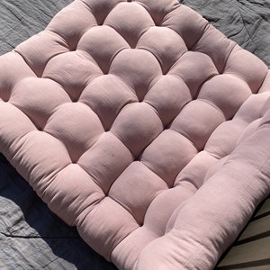 Linen and velvet tufted  floor cushions