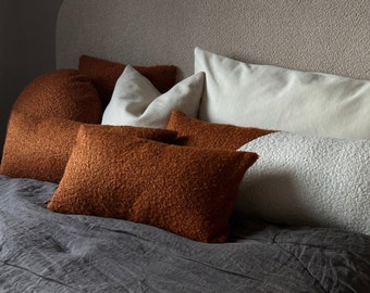 Teddy boucle cushions, lumbar cushion, king size cushion, round cushion, sofa cushion, custom cushion