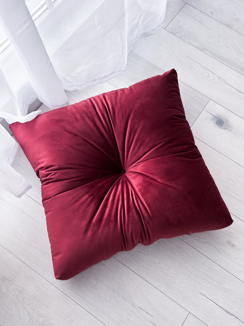 Velvet floor cushion set in multiple colors image 6