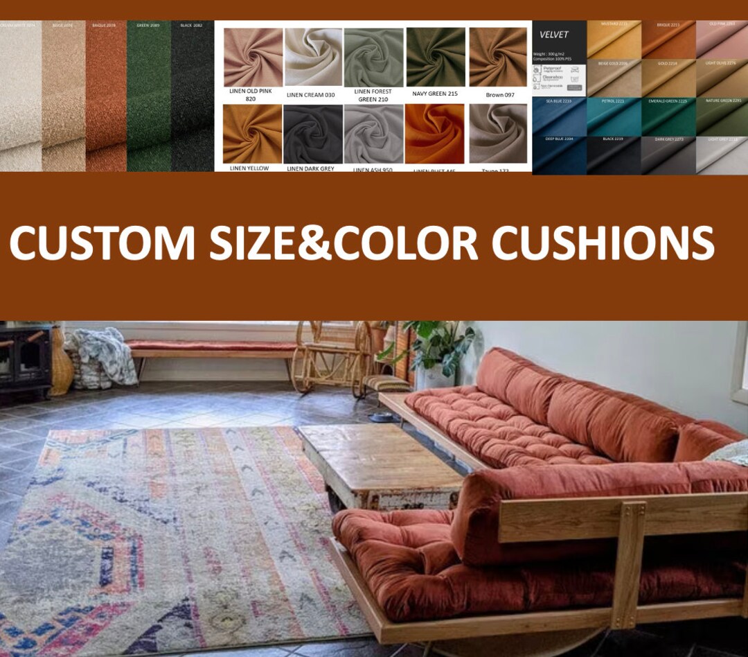 Custom Bench Cushion Velvet Floor Couch Window Seat Cushion Large Floor