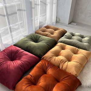 Velvet floor cushion set in multiple colors image 8