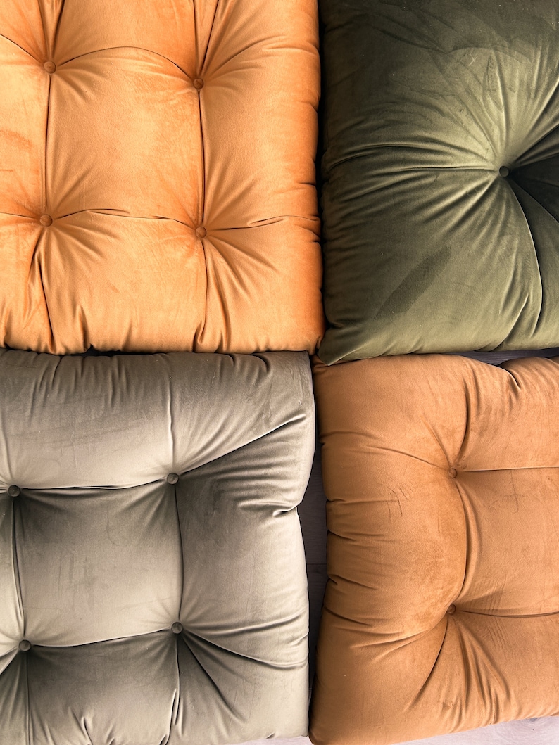 Velvet floor cushion set in multiple colors image 4