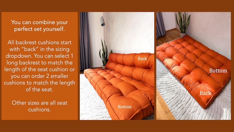 Linen floor cushion in brique color, brown floor cushion, rusty floor cushion, french cushion, linen floor seating, floor sofa, floor pillow, orange cushion, linen floor cushion in multiple colors. 
Floor lounger, terracota color.