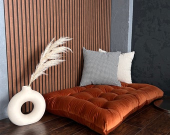 Brun brique, brun rouille, coussin de sol en velours terracota, oreiller de sol, Grands coussins de sol en velours