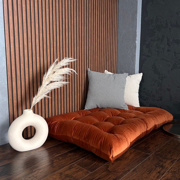 Brique brown, rusty brown, terracota velvet floor cushion, floor pillow, Large velvet  floor cushions