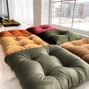 Velvet floor cushion set in multiple colors image 7