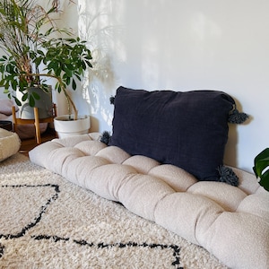 Bouclé Golvkudde: Boho Linne Golvkudde