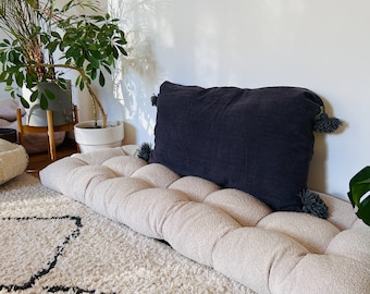 Boucle Floor Cushion: Bohemian Linen Floor Pillow