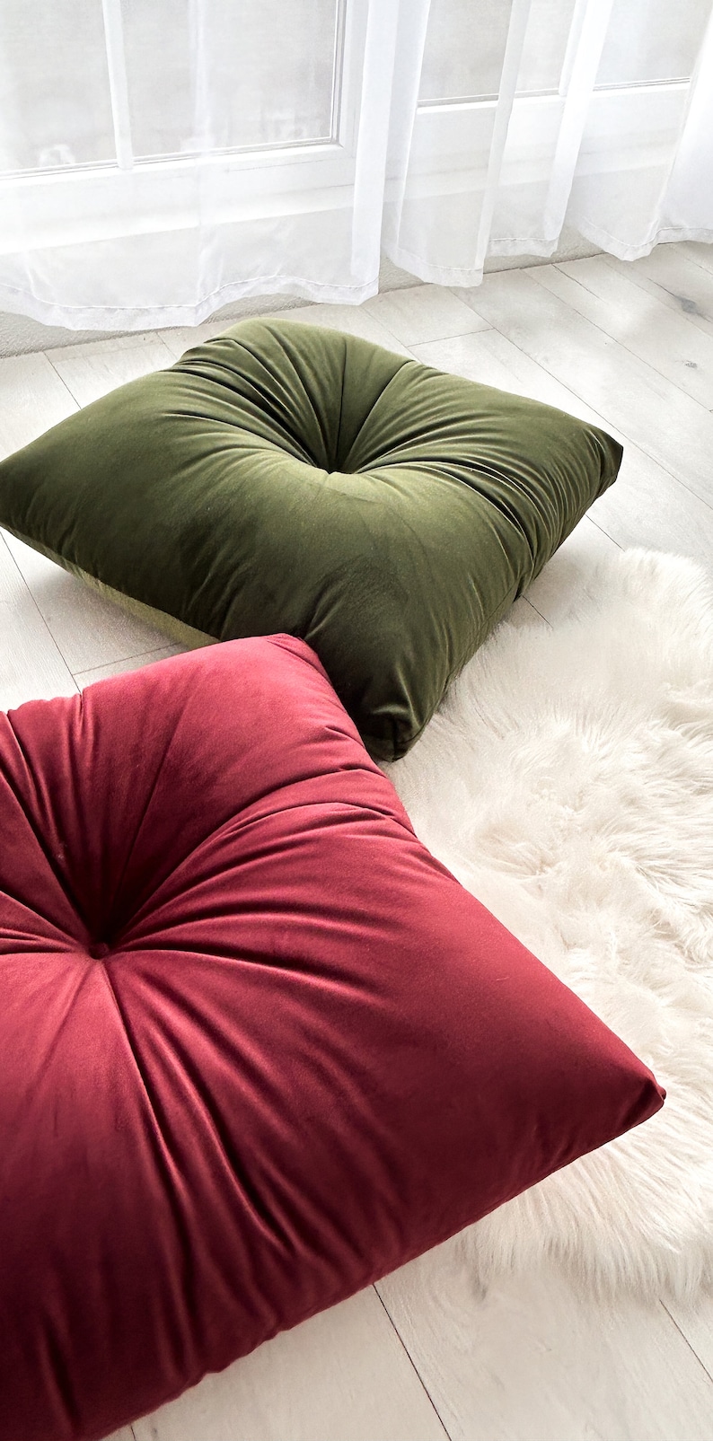 Velvet floor cushion set in multiple colors image 5