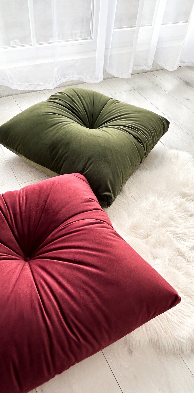 Velvet Floor Cushion Set in Multiple Colors Etsy