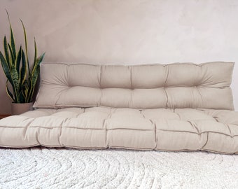 Coussin de sol en lin blanc crème, plusieurs couleurs et tailles. Taille personnalisée, coussin français en lin, coussin français en velours