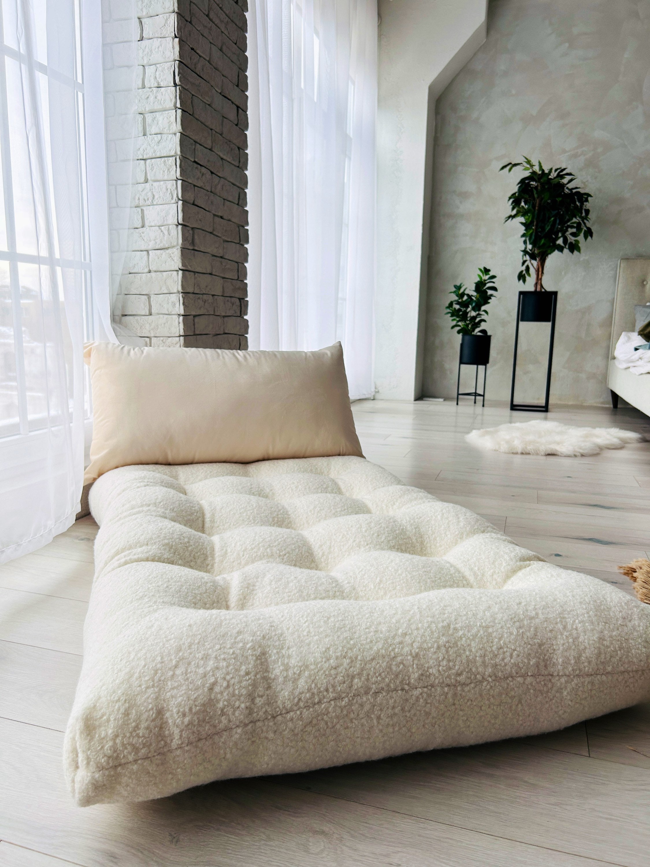 Teddy Boucle Floor Cushion Lounger - Etsy