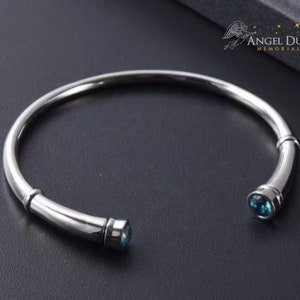 double end blue stone Cremation Ashes bracelet - Memorial Keepsake Urn. Free UK Delivery. Memorial Jewellery.