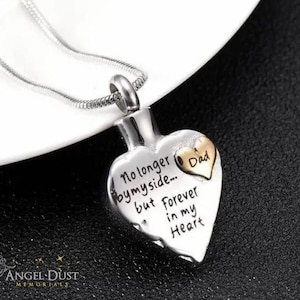 Dad No Longer By My Side Cremation Ashes Necklace - Memorial Keepsake Urn. Free UK Delivery. Chain Included.  Memorial Jewellery.