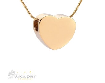 Gold Small Heart Cremation Ashes Necklace - Memorial Keepsake Urn. Free UK Delivery. Chain Included. Memorial Jewellery.