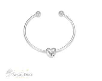 16cm Angel Wing Heart Bangle - Cremation Ashes Jewellery Memorial Jewellery.
