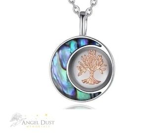 Sterling Tree of Life Pearl Cremation Ashes Necklace - Memorial Keepsake Urn. Free UK Delivery. Chain Included.