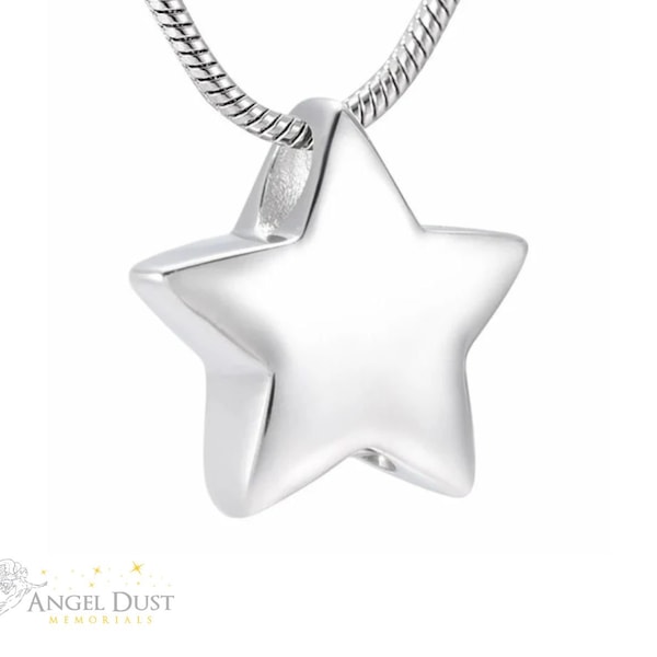 Collier de cendres de crémation Little Star - Urne souvenir commémorative. Livraison gratuite au Royaume-Uni. Chaîne incluse. Bijoux commémoratifs.