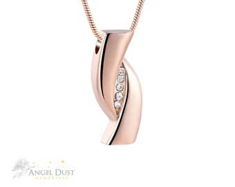 Rose Gold Infinity bar Cremation Ashes Necklace Memorial Jewellery.