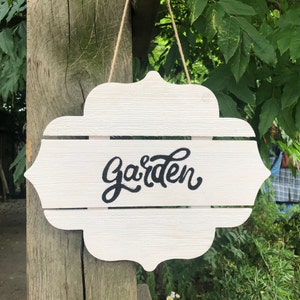 Garden Wooden Sign Post Calligraphy Hand Painted Housewarming