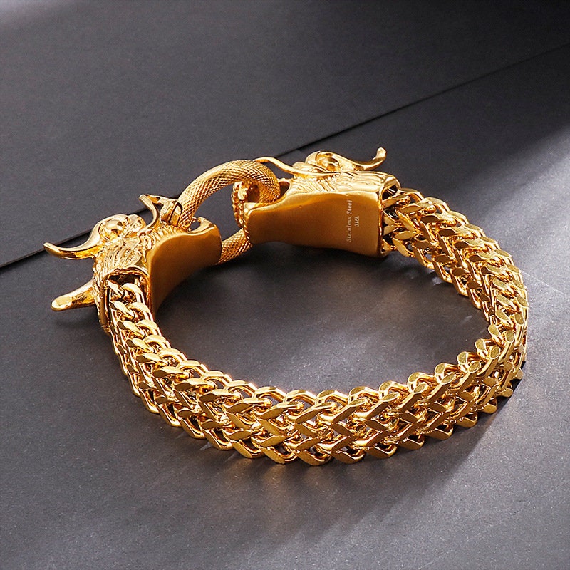 Gold DRAGON Bracelet Men's Bracelet Men's Double Etsy