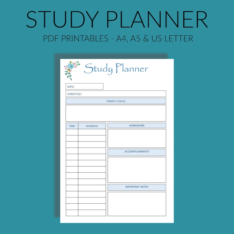 Exam Planner Printable Study Planner PDF Printable Instant - Etsy