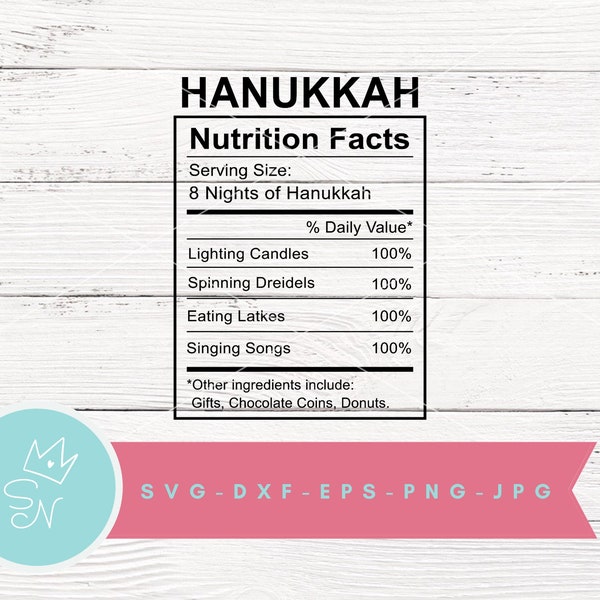 Nutrition facts SVG, Hanukkah svg, Jewish svg, Funny hanukkah card, Facts svg, Nutrition label svg, Hanukkah shirt, Holidays svg, 5 FILES