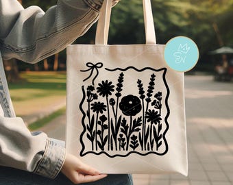 Flores de linograbado vintage PNG, Estampado de linograbado coqueto, PNG floral negro, Arte digital de flores silvestres, Estampado de mercado de flores, Linograbado floral monocromático